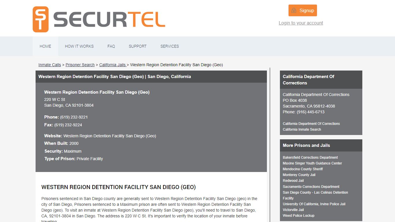 Western Region Detention Facility San Diego (Geo ...